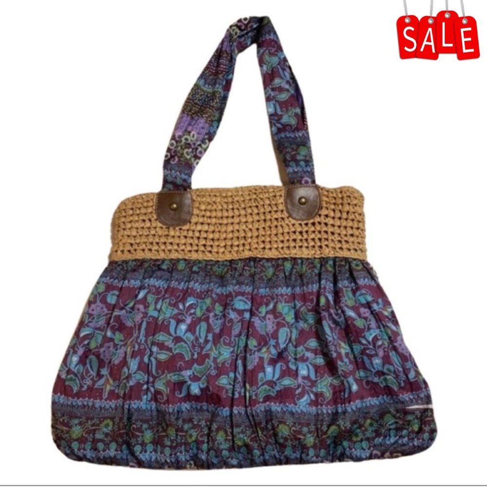 EUC Adorable Boho Woven and Cloth bag